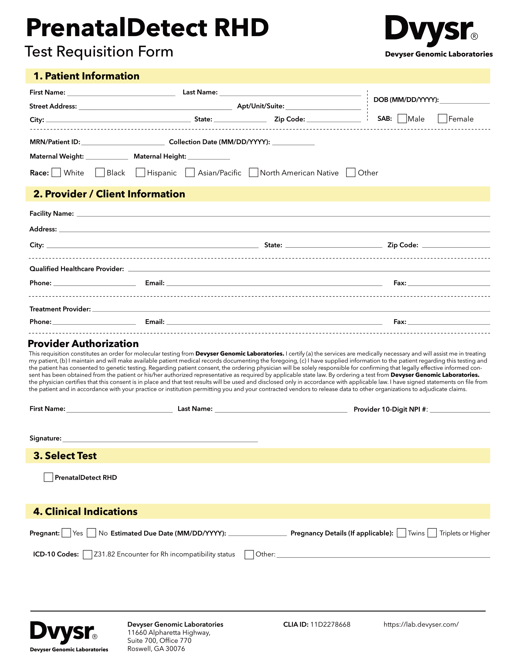 Test Requisition Form (TRF)